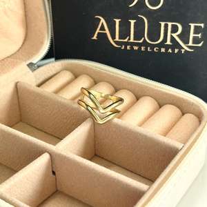 แหวนรูปทรงเรขาคณิต V 925เงินสเตอร์ลิงชุบทอง - Product Image 1