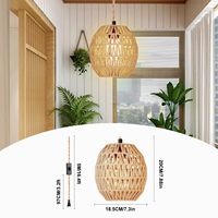 TSINYE-Lampes suspendues en rotin avec cordon de 15 pieds, interrupteur à intensité variable, corde de chanvre