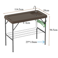 Table pliante extérieure de nettoyage de poisson de station d'évier de camping portative durable avec le pulvérisateur de support de stockage et le robinet pliable
