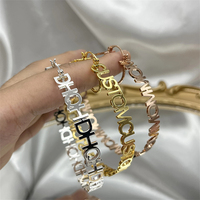 Nuevos Pendientes de Aro North con Nombre Personalizado, Joyería de Acero Inoxidable para Regalo, Pendientes de Aro con Letra y Logo Personalizado para Mujer