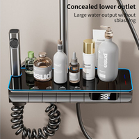 Meilleures ventes : Ensemble de douche moderne de luxe en aluminium finition nickel brossé, avec pommeau de douche effet pluie, robinet de douche et barre coulissante pour douche haute