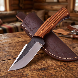 Couteau de chasse à lame fixe en acier 1095 forgé à la main, tranchant comme un rasoir, manche en bois de rose, couteau de survie moderne pour le camping, OEM - Product Image 4