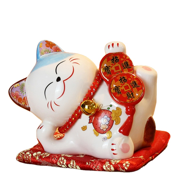 Рождественский подарок, белая и черная удача, японский кофейник, солнечная энергия, керамика, счастливая кошка для стола, кошка ручной работы