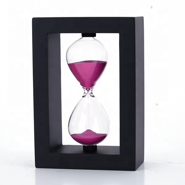 TOY STORES Wooden Frame 30 Minutes Hourglass Sand Timer Black Frame White Sand Factory