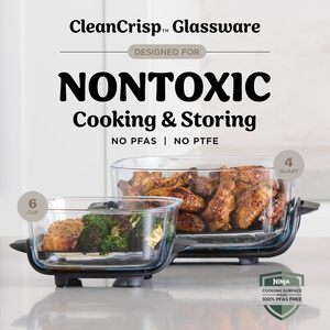Système de friteuse à air électrique portable professionnel 4-en-1 avec récipients en verre borosilicate de 4QT (6 tasses) |   Non toxique, haute puissance 1500W - Product Image 4