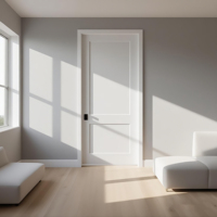 Porte intérieure minimaliste Shaker en MDF certifié FSC de qualité supérieure, isolation phonique pour projets résidentiels haut de gamme, écoles, cuisines, OEM