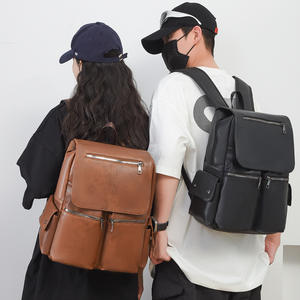 Custom PU Leather Mens' Backpack College School High Capacity Waterproof <b>Back</b> <b>Pack</b> College School Travel Bag - Product Image 5