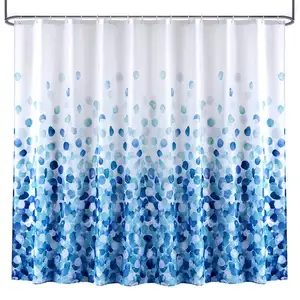 סט וילון מקלחת בד אמבטיה וילונות למים צבעוני מצחיק עם גודל סטנדרטי 72 על ידי 72 (כחול)