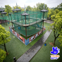 Parc de jeux en corde tressée personnalisé pour l'extérieur, parcours d'aventure multi-niveaux avec tour de suspension, certifié CE, pour 15 enfants