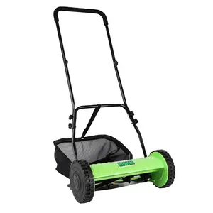 16-Inch Manual Lawn Mower Hand Push Behind 5 Blade Mowers Height Position Adjustment with Detachable Grass Collection Bag