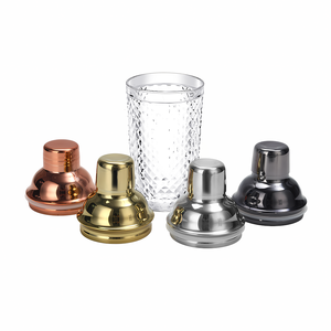 Glazen <span class=keywords><strong>shaker</strong></span> met maatverdeling voor cocktailbar & sapblender, zilverkleurig, merk LATROU, inclusief doos. - Product Image 3