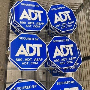 Señales <span class=keywords><strong>de</strong></span> Advertencia <span class=keywords><strong>de</strong></span> Aluminio Resistentes, Octogonales, Azules, Personalizadas, con Impresión UV Reflectante, para Patio Seguro <span class=keywords><strong>ADT</strong></span>, Tamaño Personalizado, Altura Alta - Product Image 5