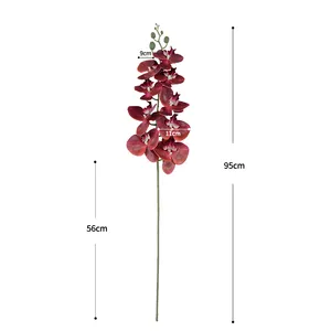 Real Touch Latex Phalaenopsis Fleurs Artificielles 9 Têtes Simple Branche Rouge Papillon Orchidées Maison Mariage Décoration De Noël