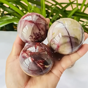 1 bola de cristal de esferas de Moonkite natural, diseño de mármol vibrante, decoración del hogar de piedra natural con remolinos dorados, marrones y blancos - Product Image 5
