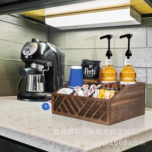 Wooden Desktop Storage Box For Coffee Pods Tea <b>Sugar</b> <b>Packets</b> With Lid Organized Kitchen Organizer For Restaurant Use - Product Image 4