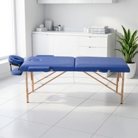 Table de massage pliable traditionnelle en bois de hêtre, réglable, en cuir PU durable, facile à transporter, éponge haute densité pour salon de beauté
