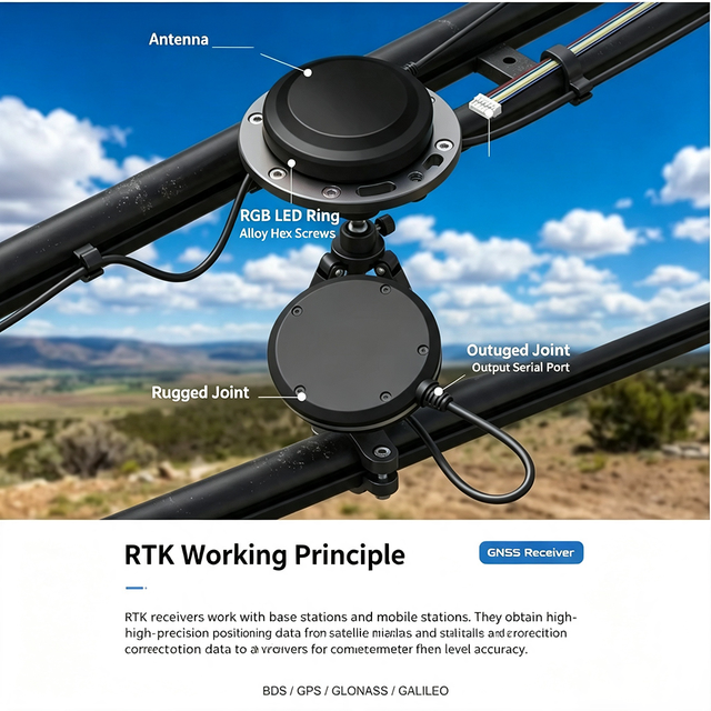 High Precision GNSS RTK Drone Positioning Receiver Multi System Beidou GNSS Module 5V UART Output for Robot Navigation Survey