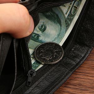 Portefeuille court en cuir PU pour homme avec fermeture éclair et bouton-pression, porte-monnaie à deux volets, logo personnalisé, cadeau pour une utilisation promotionnelle - Product Image 4