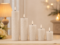 Bougie pilier 3D sans flamme à LED, sans fil, à piles, écologique, en cire de paraffine, avec base en plastique, pour la maison, les mariages et les festivals