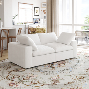 ATUNUS Divano Componibile <span class=keywords><strong>Moderno</strong></span> a Forma di U o L, in Tessuto <span class=keywords><strong>Bianco</strong></span> Beige con Piume, Set da 3, 4, 7 Posti per <span class=keywords><strong>Soggiorno</strong></span> - Product Image 4