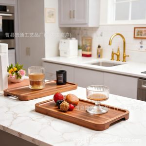 Japanese Style Rectangular Wooden <b>Tray</b> Acacia Wood For Desserts Fruits Coffee <b>Tea</b> Serving - Product Image 1