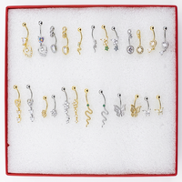Ensembles de Piercings de Nombril Tendance Fleur Papillon Abeille, Couleur Or, Bijoux de Nombril Courbés Sexy Cœur Papillon