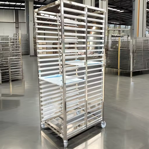 Loyang roti Stainless Steel 15 lapis 15 panci, rak baki panggang roti dapur, panci pendingin roti troli mobil dengan roda - Product Image 1