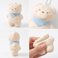 Jouet Squishy en Silicone Ours Kawaii en Forme de Gâteau, Anti-Stress à Remontée Lente, Jouets à Presser, Vente en Gros OEM, Cadeau Promotionnel
