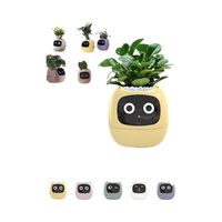 Izafira FENGKUI Pot de fleurs intelligent, pot de plante robotisé alimenté par l'IA, 7 capteurs intelligents, 49 expressions, écran LCD, contrôle par application, jaune