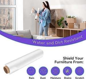 Huamaohengchun Rollo de Envoltura Elástica de Grado Alimenticio HDPE de 18 Pulgadas, 1500 pies, 80 Gauge, Película Plástica Transparente de Resistencia Industrial (Paquete de 4) - Product Image 6