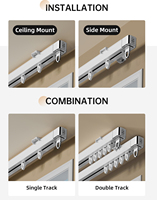 ARODDY Tringle à Rideaux Extensible en Alliage d'Aluminium 28-48 Pouces, Rail Intelligent pour Plafond, Ensemble de Rails pour Rideaux, Accessoires pour Fenêtres Domestiques