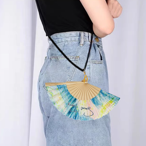 Ventagli Pieghevoli in Legno BSBH da 23cm e 16.5cm Personalizzabili con Cinghie a Tracolla - Classici Ventagli a Mano da Asporto - Product Image 2