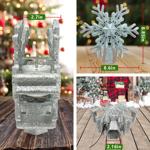 כסף צילינדר עץ חג מולד פתית שלג תאורת חג המולד עץ למעלה - Product Image 6