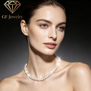 Collier ras du cou en or 18 carats plaqué or pour femme GF Jewelry, diamant taille brillant rond couleur D certifié IGI, bijoux de luxe pour mariage - Product Image 1