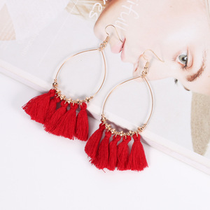 Water Drop Shape Tassel <b>Earrings</b> Zinc Alloy <b>Gold</b> Plated Bohemia Style Women's Party Fashion <b>Dangle</b> <b>Earrings</b> - Product Image 4