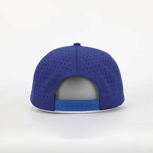 Custom Logo Sport Rope Baseball <b>Cap</b>,<b>Waterproof</b> Laser Cut Drilled Hole Perforated Gorras,5 Panel Blue Polyester Golf Dad Hat - Product Image 5