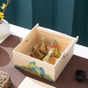 Boîte cadeau rectangulaire en bois massif pour gâteaux de lune, motif personnalisable, idéale pour le Festival de la Mi-Automne - Product Image 3