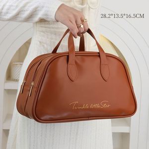 Travel Accessories Customized Pu Makeup <b>Bag</b> with Waterproof Compartments Skincare Storage <b>Toiletry</b> Wash <b>Bag</b> Cosmetic Pouch - Product Image 4