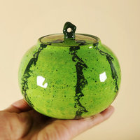 Pot à thé en céramique de pastèque peint à la main brûlé haute valeur de couleur personnalisable mignon pour la conservation de la fraîcheur des aliments