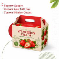 Boîte cadeau personnalisée imprimée fraises, boîtes télescopiques recyclables finition mate avec poignée, emballage pour fruits frais et produits agricoles