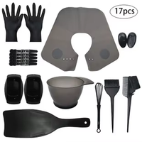 Kit de coloration capillaire 17 pièces, ensemble d'outils de teinture de salon avec protège-oreilles, brosses, bols de mélange pour le traitement et la coloration des cheveux