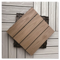 Nouveau Moderne 300x300mm DIY Extérieur Étanche WPC Brossé Bois Pont Carreaux Emboîtement En Plastique Composite pour Backyard Flooring