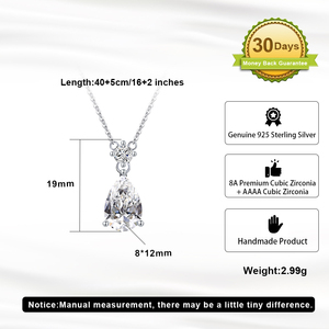 LZN03 RINNTIN collana con ciondolo piccolo collana con gioielli personalizzati <span class=keywords><strong>925</strong></span> <span class=keywords><strong>argento</strong></span> goccia d'<span class=keywords><strong>acqua</strong></span> 8A collane con zirconi cubici Premium - Product Image 4