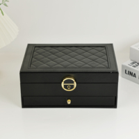 Boîte à bijoux personnalisée grande, 2 couches, avec serrure, pour emballage de colliers, plateau de luxe personnalisé pour bagues, support pour boucles d'oreilles