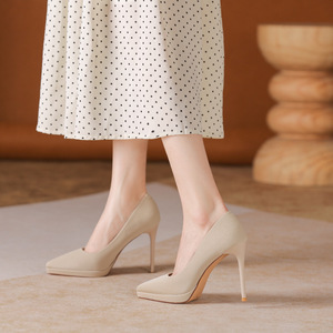 1089E Pointed Toe Stiletto <b>Heel</b> Pumps Faux <b>Suede</b> High <b>Heel</b> Office Shoes For Women - Product Image 4