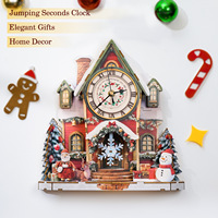 Jam Dinding Rumah Natal Puzzle Kayu 3D DIY, Jam Quartz dengan Mekanisme Lepas Pasang, Dekorasi Rumah Natal, Kerajinan Rakitan, Hadiah