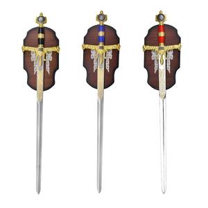 Épée longue du roi Salomon en acier inoxydable de luxe, trois couleurs, 46 pouces, finition miroir, pour décoration murale - Product Image 1