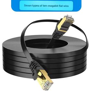 Câble Ethernet plat SFTP Cat7 OEM d'usine 10 Gbit/s 600 MHz entièrement blindé RJ45, cordon de raccordement réseau LAN flexible pour routeur domestique et de bureau - Product Image 1