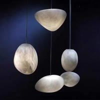 Lampe suspendue Wabi Sabi Led en marbre travertin jaune, luminaire suspendu pour table à manger, cuisine, chevet, bar, lumière suspendue en pierre nordique