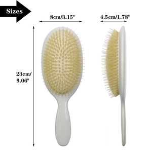 White Body Boar Bristle Hairbrush White Rubber Air Cushion <strong>Smoothing</strong> Paddle Hair Extension <strong>Brush</strong> - Product Image 2